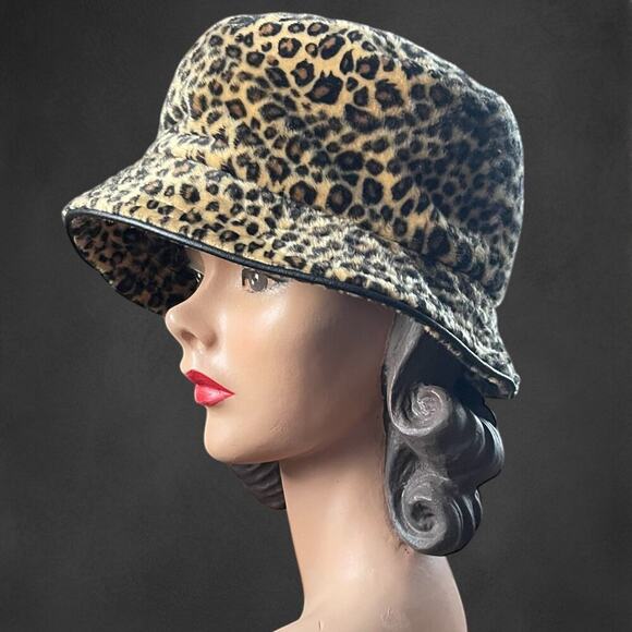 Vintage Betmar New York Leopard Bucket Hat Faux Fur - Picture 8 of 8
